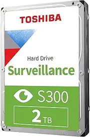 Toshiba 2TB S300 Surveillance HDD - 3.5' SATA Internal Hard Drive Supports up to 64 HD Cameras at a 180TB/Year workload (HDWT720UZSVA)