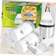 Trash Bags Small 2 to 4 Gallons Drawstring with Handles, Small Kitchen Garbage