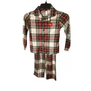 Macys Family PJs Kids XS Classic Plaid Pajama Set Green Red Christmas Winter New