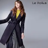 在飛比找momo購物網優惠-【Le Polka】連帽款開襟毛料長版大衣-女
