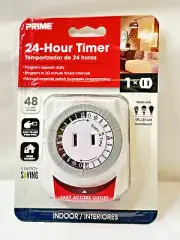 Prime 24-Hour Indoor Timer 1-Outlet Wall Tap Easy Access Outlet - Brand New