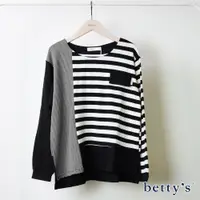 在飛比找蝦皮商城優惠-betty’s貝蒂思(15)條紋拼接棉質T-shirt(黑色