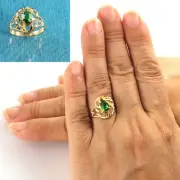 14Kt Solid Yellow Gold Emerald Solitaire Ring TPJ