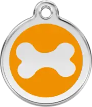 Red Dingo Bone Tag Orange - Lifetime Guarantee - Cat, Dog, Pet ID Tag Engraved