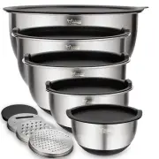 Wildone Mixing Bowls with Lids Set, 5PCS Stainless Steel Nesting Bowls with 3...