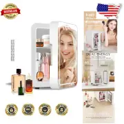 4L Mini Fridge with Adjustable LED Makeup Mirror - Perfect for Skincare Lovers