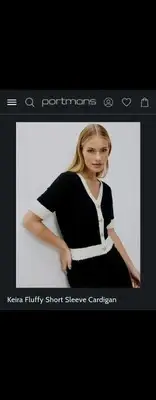 Brand New Portmans Keira Short Sleeved cardigan, Large, Fluffy Wool Stylish Slim