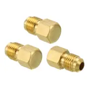 3Pcs Male 7/16"-20UNF Brass Flared Plug 1/4 SAE Flare Tube 45 Degree Fitting