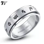 TT 8mm Brushed Stainless Steel Constellation Spinner Band Ring Size 6-15 (R40)
