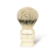 Edwin Jagger 1EJ467 Medium Silver Tip Badger Shaving Brush, Imitation Ivory f...