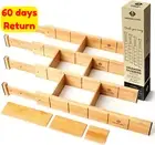 Expandable Bamboo Drawer Dividers Set of 4 12 Inserts Kitchen Organizer 43-55Cm