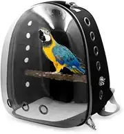 Bird Carrier Parrot Travel Backpack Transparent Space Capsule Carrying Backpack Travel Bag Breathable Bird Transport Bag with Anti-Lost Hook and Non-Slip Pad