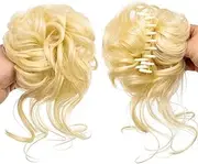 Synthetic Messy Claw Clip Chignon Extension Hair Accessories For Women Bun Scrunchie Hair Piece Ponytail(Blonde)