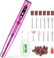 Electric Nail Files, Cordless Rechargeable Nail Drill Machine for Natural Acrylic Gel Nails, Professional Portable Efile Manicure Pedicure Kit for Girl Women Mum Home Use Beginners