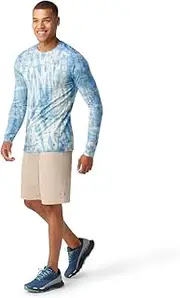 Smartwool Classic Herbal Paint Merino Base Layer for All Seasons - Light Indigo Tie Dye for Men, M