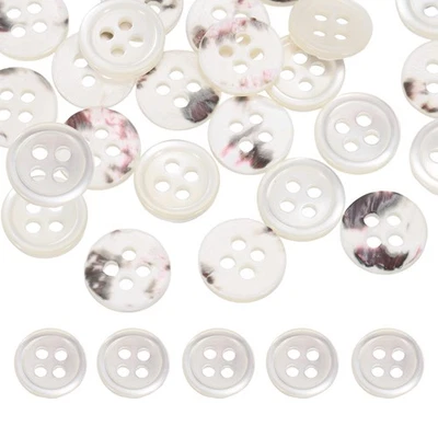 26Pcs Natural Shell Buttons,10mm 4 Holes Pearl Button,Shiny White