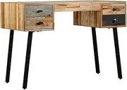Writing Desk for Home Office: Solid Reclaimed Teak Table, Computer Adjustable Stand, Gaming Desks, 110x50x76 cm