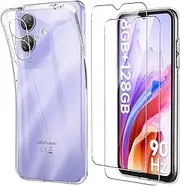 Case for Ulefone Note 21 + [2 Pack] Screen Protector, Electro-weideworld Ultra Thin Shockproof Soft Silicone TPU Clear Phone Case for Ulefone Note 21