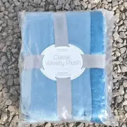 NIP Berkshire Velvety Plush Blanket Light Blue Twin 60"x 90" Soft
