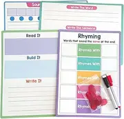 Erasable Phonics Learning White Board - Kid's Phonics Writing Practice Pad - Repeated Erasable Homeschool Supplies for Preschool, Kindergarten, Classroom, and Home