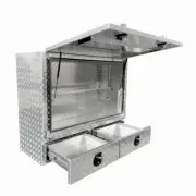 1400 x 600 x 1200mm Aluminium 2 Drawer 3/4 Truck Tool Box HIGH Trailer Toolbox