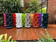 5 Tier Vertical Garden Stackable Planters – Mobile Tray with wheels