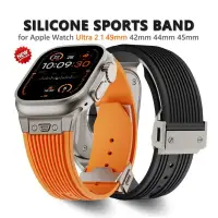 在飛比找蝦皮商城精選優惠-改裝柔軟矽膠錶帶 不鏽鋼表扣 適用蘋果手錶Apple Wat