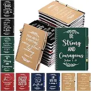 Kosiz 100 Pcs/ 50 Set Christian Fathers Day Gifts for Church Prayer Journal Bulk A5 Spiral Notebook Scripture Notepad Bible Verse Ballpoint Pen Religious Church Gift for Women Men Teacher Student