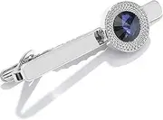 [HAMKVBPR] Men's Tie Clips Men's Shirt Suit Tie Clip Round Zirconia Brass Tie Clip for Business Wedding