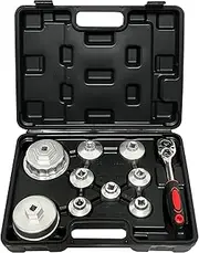 Oil Filter Cap Wrench Tool Set, 10-Piece 3/8" Drive Metric Oil Filter Cap Wrench Removal Tool Kit Includes 24mm to 65mm Oil Filter Housing Removal Socket Kit for Toyota, BMW, Mercedes, VW