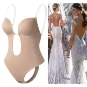 Invisible Body Shaper Bra Sexy Bodysuit Corset Backless Deep U Plunge Thong