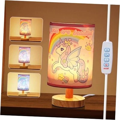 Bedside Table Lamp - 3 Colors Dimmable Kids Night Light for Girls Unicorn