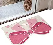 Bow Door Mat,Non-Slip Pink Welcome Mat - Dirt-Resistant Bathroom Entry Door Floor Cushion for Women Girls