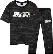 [Call of Duty] Pyjamas for Men PJs Set T-Shirt Long Bottoms Black Ops 6 Nightwear Lounge Set Jammies Gamer Gifts for Him (2XL, Black), Black, XXL