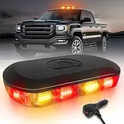 HLauto 700A Rooftop Emergency Strobe Lights Bar, 72 LED Amber Red Mini Beacon Safety Flashing Warning Traffic Lights Bar w/Magnetic Base for 12-24V Trucks, Construction Vehicles, Snowplow, Cars