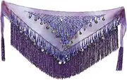 [TOGEVAL] Sequin Triangle Hip Scarf for Skirt Belt Hip Scarf Belt Women's Dance Accessory