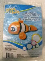 36" Splash-N-Swim Sky Orange Choi Fish Inflatable Ride-On Toy Float Raft-New!