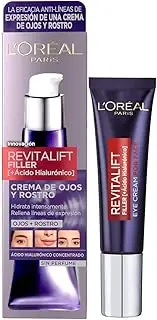 L'Oréal Paris Crema Antiedad de Ojos y Rostro Revilafit Filler, Con Ácido Hialurónico, Rellena Arrugas e Hidrata Intensamente, Eficacia Multizona, Sin Perfume, 30 ml