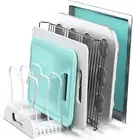 Simplehouseware Adjustable Pan Organiser Rack with 7 Compartments, White