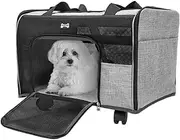 Cat Carrier on Wheels - Airline Approved Pet Carrier with Wheels - Shoulder Bag Breathable Large Capacity Tote for Dog Puppy Kitten Outing Travel Car Bus Subway