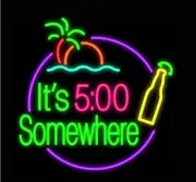 It's 5 O'clock Somewhere Martini Beer 20"x16" Neon Sign Bar Lamp Light Man Cave