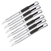 6 Pack Cutter,10MM Wide Stainless-Steel Snap-off Utility Knife, Multi-Purpose Retractable Precision Knife for Opening Packages Cartons for Office,Home