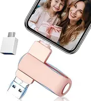iPhone Photo Stick,MFi Certifited iPhone Flash Drive,4 in 1 512GB USB Drive,iPhone USB Storage Memory Stick USB Stick for iPhone16/15/14/13/12/11/X/XS...PC/iPad/Type c Drive,Micro USB Drive (Pink)