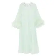 [Self Portrait] Self Portrait Feather-trim Chiffon Dress 8 UK GREEN