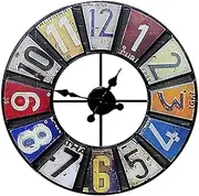 Outdoor Garden Wall Clock, 23 Inch Large Round Antique Sticker Garden Clock Open Face Wrought Iron Waterproof Outdoor Clock Indoor Outdoor Decoration Mute Quart