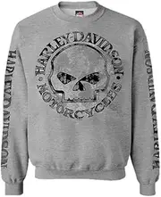 [HARLEY-DAVIDSON] Men's Pullover Crew Sweatshirt H-D Willie G Skull Gray 30296655