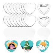 12Pcs Metal Heart-shaped Sewing Button Pin Silver 2.24x2.09" Button Maker Badges