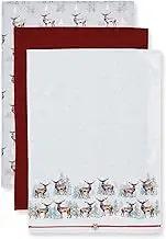 Cooksmart Pack of 3 British Designed Christmas Tea Towels | Christmas Towels for The Festive Season | Christmas Tea Towel for All Types of Kitchens - Christmas Stag