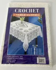 Vintage Vinyl Battenburg Lace Crochet Table Cloth 54" X 72" Rectangle~New Sealed