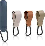 4Pcs Stroller Hooks for Hanging, Heavy Duty PU Leather Stroller Clips, Univer...